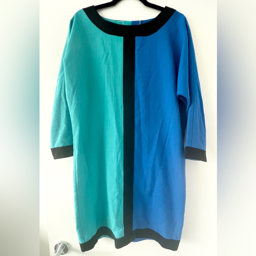 Blue and Green Colorblock Dress